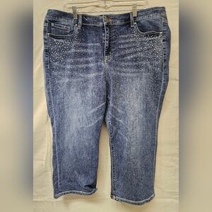 Lane Bryant Women's Embellished Midwash Denim Capris Size 20
